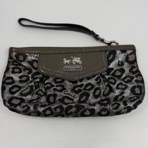 Coach Metallic Leopard Print Wristlet